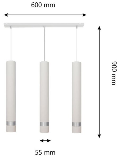 Lampadario LED a cavo TUBA 3xGU10/4,8W/230V bianco/cromo lucido