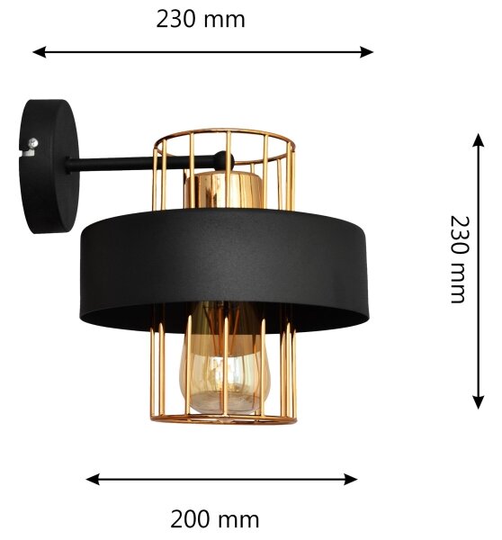 Applique VOLTA 1xE27/15W/230V 23 cm nero/oro