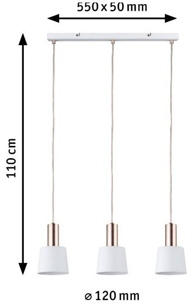 Paulmann 79657 - 3xE14/20W Lampadario a sospensione con filo NEORDIC HALDAR 230V
