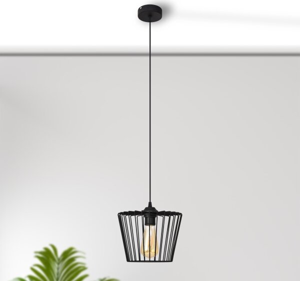 Lampadario a sospensione con filo TORRI 1xE27/15W/230V diametro 23 cm nero