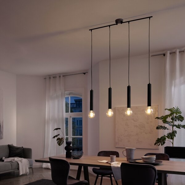 Briloner - Lampadario a sospensione con filo LONGA 4xE27/60W/230V nero