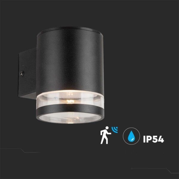 Lampada solare da parete LED 1W 3,7V 3000K IP54 nera con sensore