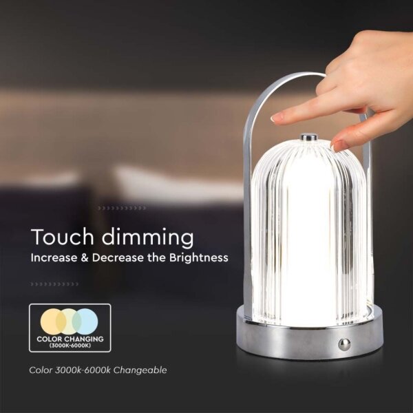 Lampada da tavolo LED dimmerabile LED/1W/5V 3000-6000K 1800 mAh cromo