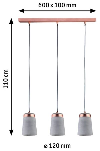 Paulmann 79626 - 3xE27/20W Lampadario a sospensione con filo NEORDIC STIG 230V