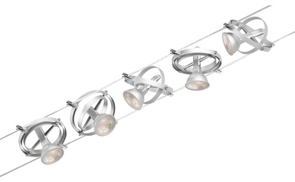 Paulmann 94436 - KIT 5xGU5,3/10W Sistema a cavo completo CARDAN 230V cromato
