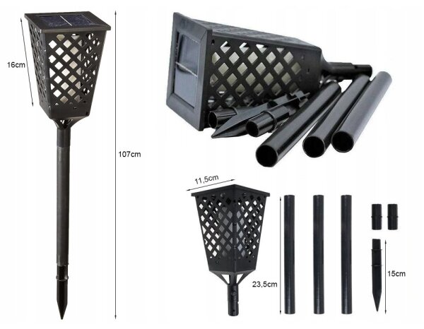 Lampada solare LED con sensore LED/0,6W/5,5V IP65 2000 mAh 107 cm nera