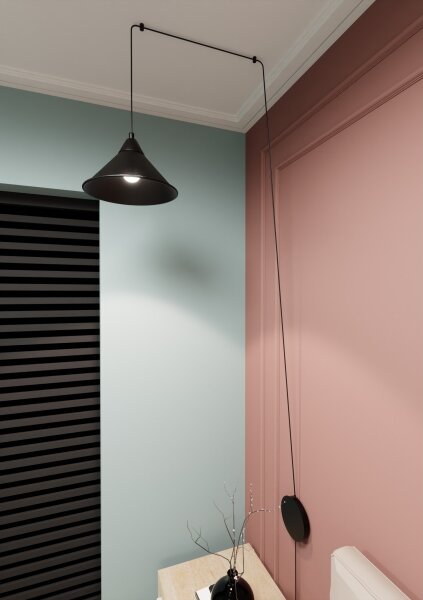 Lampadario a sospensione con filo ABRAMO 1xE27/15W/230V nero
