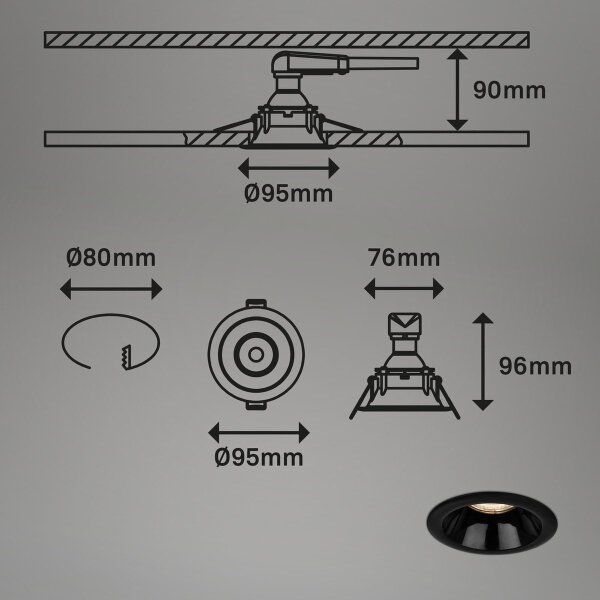 Briloner 7042-035 - SET 3x Lampada da incasso per bagno 1xGU10/9W/230V IP23