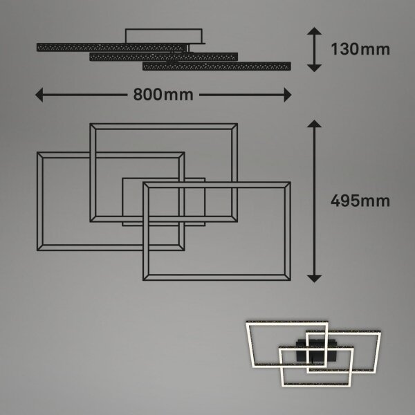 Brilo - Plafoniera LED dimmerabile FRAME LED/57W/230V 3000K nero