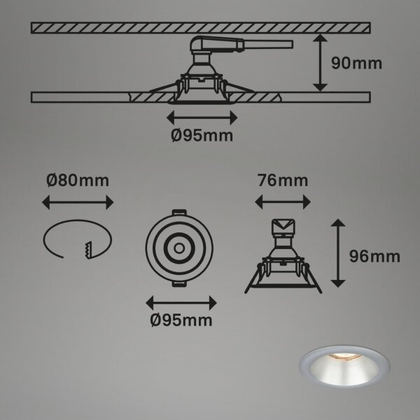 Briloner 7042-034-SET 3x Lampada da incasso per bagno 1xGU10/9W/230V argento