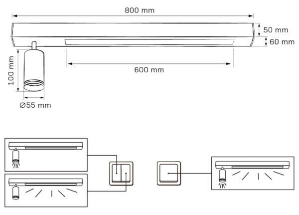 Plafoniera LED PARIGI LED/24W/230V + 1xGU10/10W nero