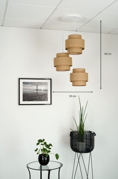 Brilagi - Lampadario a sospensione con filo SPACE YUTE 3xE27/15W/230V beige/bianco
