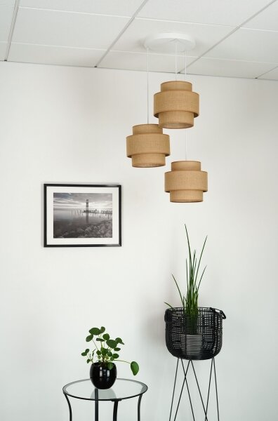 Brilagi - Lampadario a sospensione con filo SPACE YUTE 3xE27/15W/230V beige/bianco