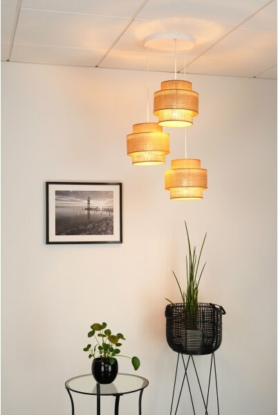 Brilagi - Lampadario a sospensione con filo SPACE YUTE 3xE27/15W/230V beige/bianco