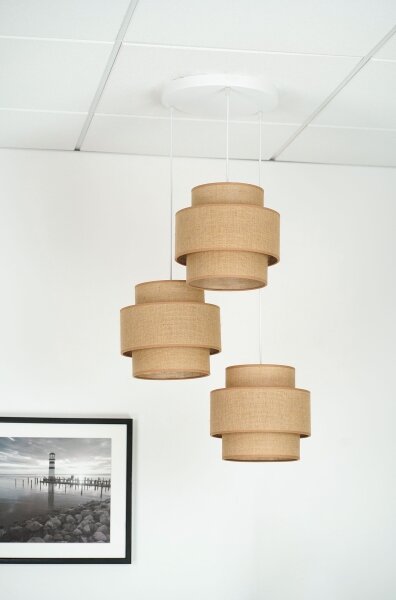 Brilagi - Lampadario a sospensione con filo SPACE YUTE 3xE27/15W/230V beige/bianco