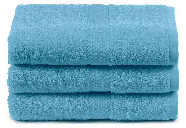 Asciugamano In Cotone Minorca CM. 55X105 Spugnissima Tinta Unita Azzurro Caleffi