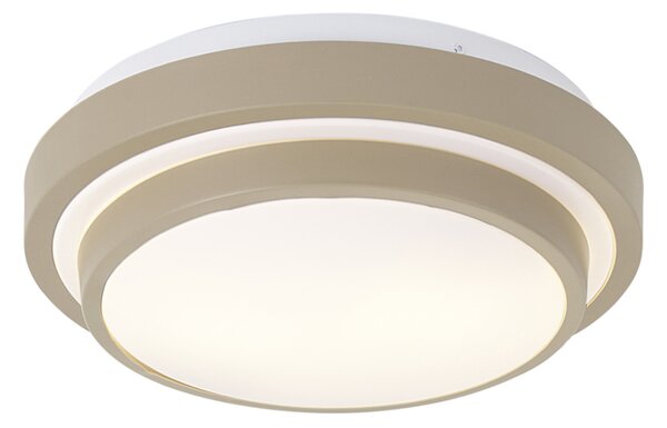 Plafoniera moderna tortora con bianco 34cm 2 luci IP44 - Walden
