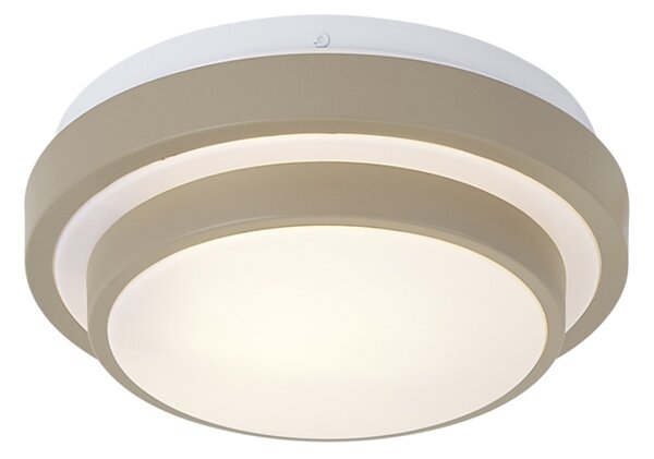 Plafoniera moderna color tortora con bianco 25cm IP44 - Walden