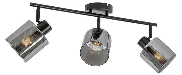 Faretto da soffitto nero con vetro fumé 3 luci orientabili - Laura
