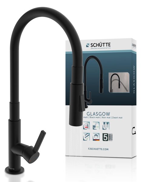 79586 Miscelatore per lavello, colore nero opaco, con tubo dotato di rivestimento soft-touch