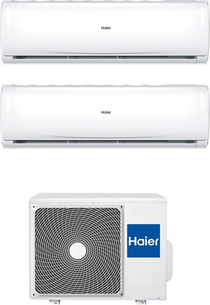 Haier Climatizzatore Dual Split Inverter 9000 + 9000 Btu Condizionatore con Pompa di calore Classe A++/A+ Gas R32 (Unit Interna + Unit Esterna) -