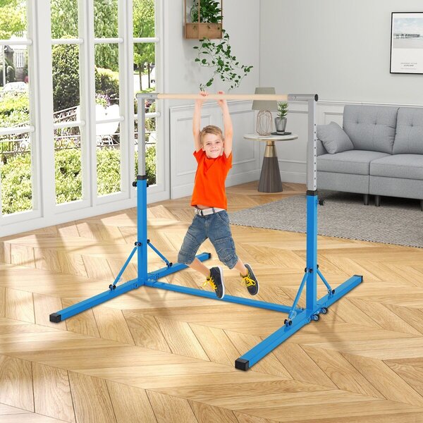 Costway Tappetino da ginnastica con 2 maniglie e 4 pannelli, Materassino pieghevole per yoga fitness allenamento Blu