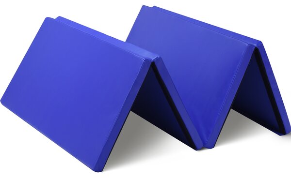 Costway Tappetino da ginnastica con 2 maniglie e 4 pannelli, Materassino pieghevole per yoga fitness allenamento Blu