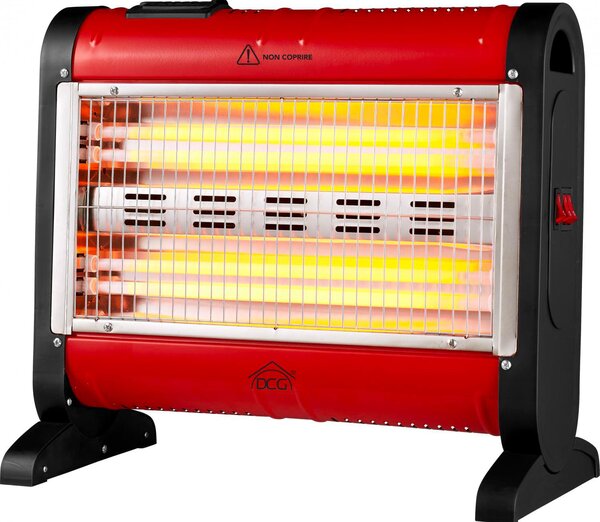DCG Stufa elettrica ad Infrarossi al Quarzo Potenza 1600 Watt colore Nero / Rosso - SA9424