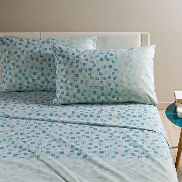 Completo Lenzuola SINGOLO Kilt BLUETTE Cotone Caleffi