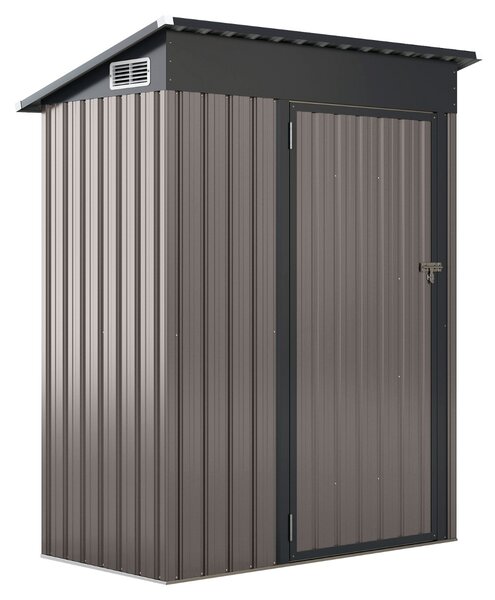 Costway Casetta da giardino con design a tetto inclinato venti d'aria, Capanno da esterno 150x90,5x185cm Grigio