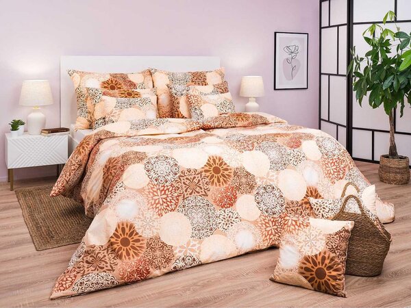 Set di lenzuola in cotone Mandala, color beige, dimensioni 140x200 cm e 70x90 cm
