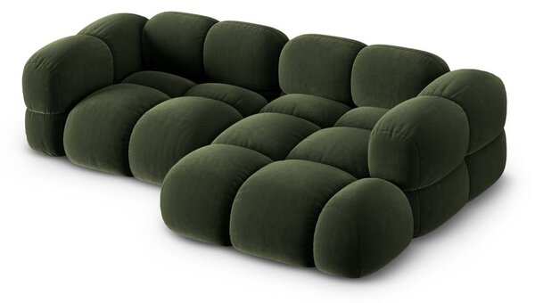 Divano angolare verde (con penisola a destra/con chaise lounge) con rivestimento in velluto Loretto – Cosmopolitan Design