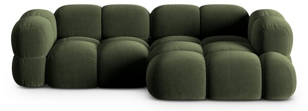 Divano angolare verde (con penisola a destra/con chaise lounge) con rivestimento in velluto Loretto – Cosmopolitan Design