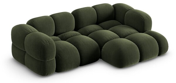 Divano angolare verde (con penisola a destra/con chaise lounge) con rivestimento in velluto Loretto – Cosmopolitan Design