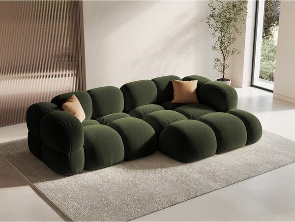 Divano angolare verde (con penisola a destra/con chaise lounge) con rivestimento in velluto Loretto – Cosmopolitan Design