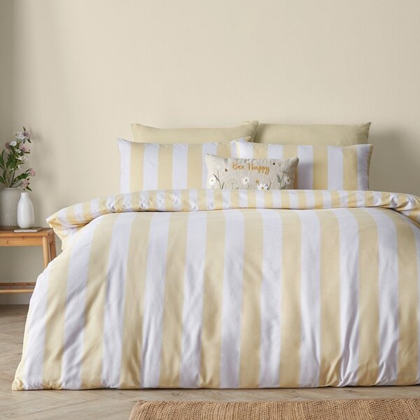 Set copripiumino e federa giallo per letto matrimoniale 3 pezzi 200x200 cm Cove Stripe – Catherine Lansfield