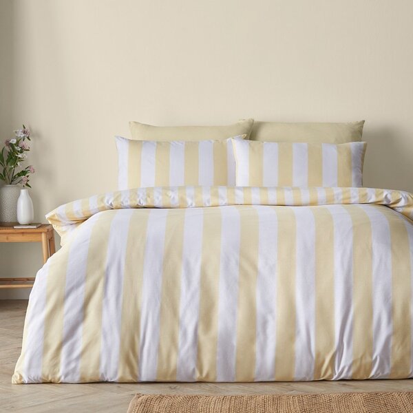 Set copripiumino e federa giallo per letto matrimoniale 3 pezzi 200x200 cm Cove Stripe – Catherine Lansfield