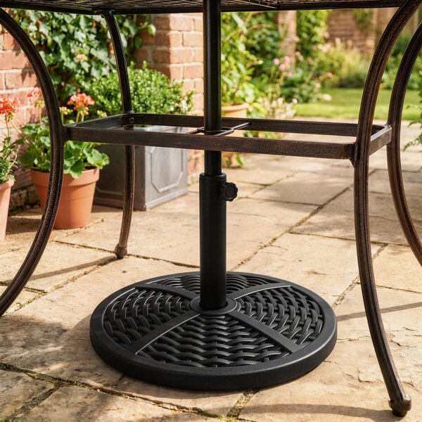 Outsunny Base per Ombrellone da Giardino Rotonda Effetto Rattan Ø45cm Peso da 9.5kg, Nero|Aosom