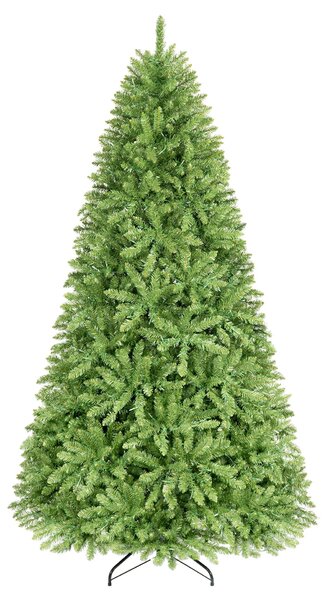Costway Albero di natale decorazione natalizia innevata base in metallo incrociata, Albero di natale artificiale preilluminato con 600 luci led 228cm