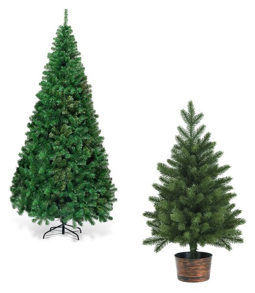 Costway Albero di natale 210cm e albero di natale artificiale 60 cm, Abete artificiale e albero di natale verde