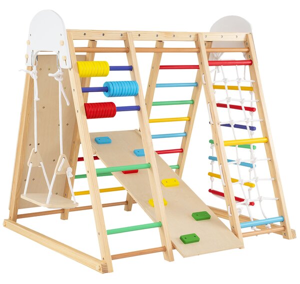 Costway 8 in 1 castello parco giochi pieghevole da interno con altalena scala, Giocattoli montessori da arrampicata per bambini Colorato
