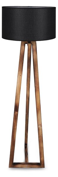 Lampada da terra nera/marrone con paralume in tessuto (altezza totale 149 cm) Maçka – Opviq lights
