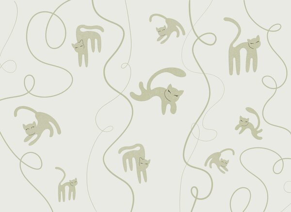 Carta da parati Gatti tra linee sinuose, Amici animali, Il mondo degli animali, t00661 - Tapeko.it