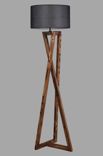 Lampada da terra nera/marrone con paralume in tessuto (altezza totale 149 cm) Maçka – Opviq lights