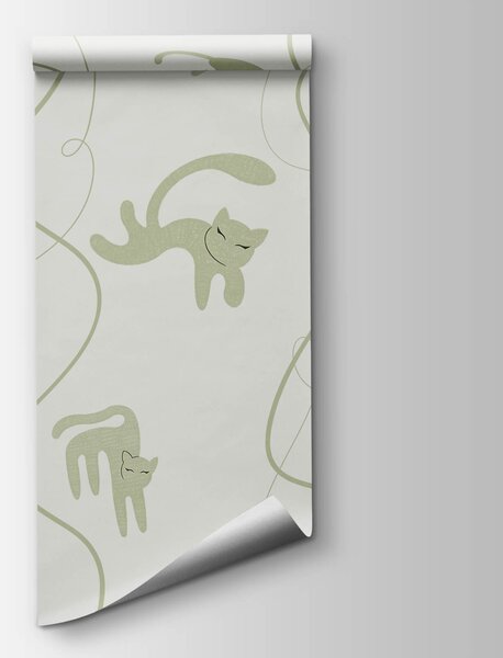Carta da parati Gatti tra linee sinuose, Amici animali, Il mondo degli animali, t00661 - Tapeko.it