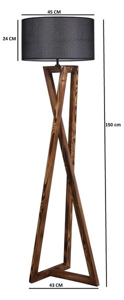 Lampada da terra nera/marrone con paralume in tessuto (altezza totale 149 cm) Maçka – Opviq lights