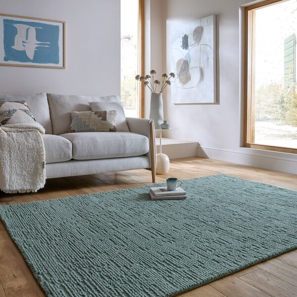 Tappeto blu polveroso in lana tessuto a mano 120x170 cm Harris Boucle – Flair Rugs