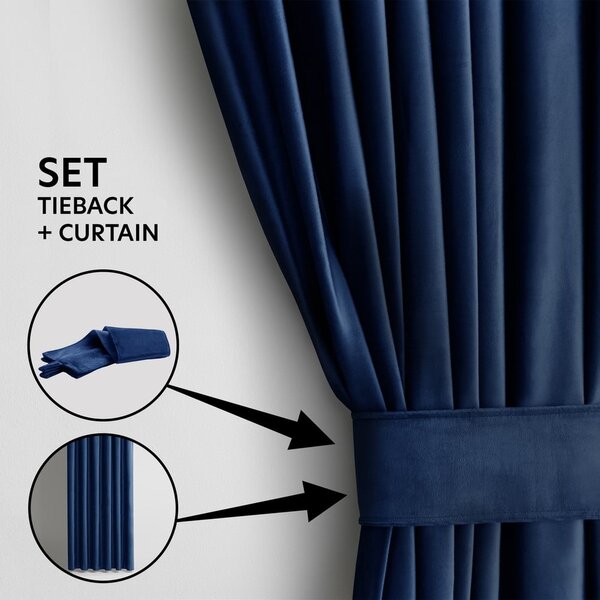 Tenda parzialmente oscurante blu scuro in velluto 140x270 cm Eyelets – Restilo