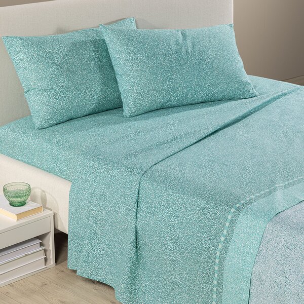 Completo Lenzuola SINGOLO Botanical GREEN Cotone Caleffi