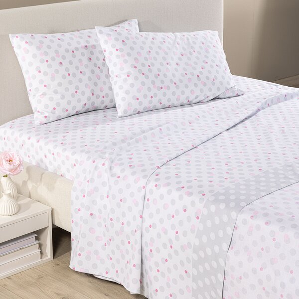 Completo Lenzuola PIAZZA E MEZZA Pois GRIGIO Cotone Caleffi